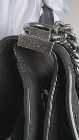 Rare Chanel 14A Black Mongolian Lamb Fur Paris-Dallas Fringe Saddle XL Flap Bag 2TX