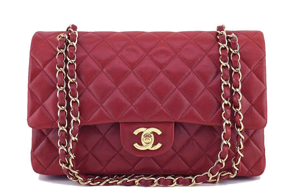 Chanel Dark Red Lambskin Medium-Large Classic 2.55 Double Flap Bag - Boutique Patina
