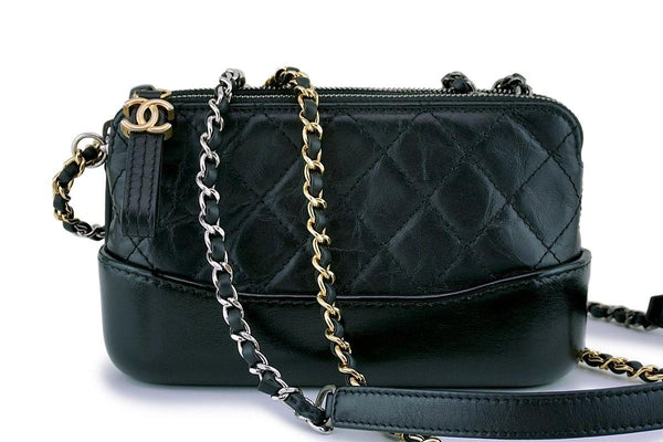 Chanel Black Gabrielle WOC Double Zip Clutch Wallet on Chain Bag - Boutique Patina
