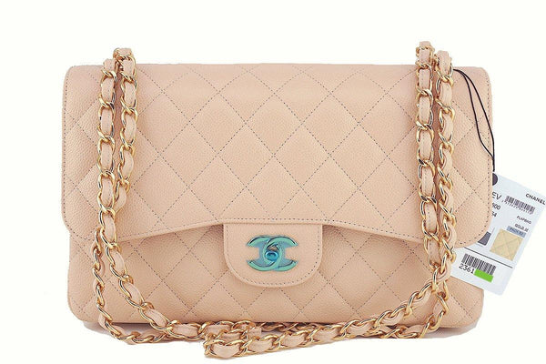 NWT Chanel Beige Clair Caviar Jumbo 2.55 Classic Double Flap Bag - Boutique Patina