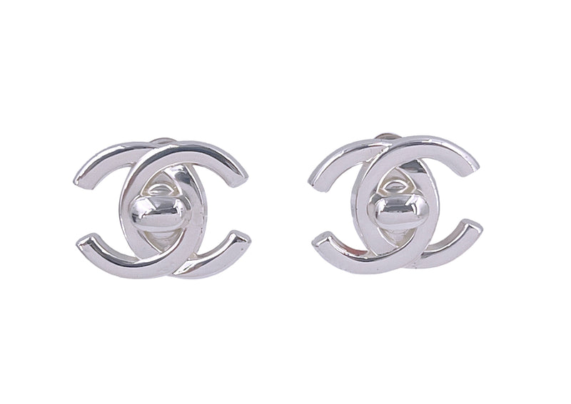 Chanel Vintage 96A Silver Classic Turnlock Stud Earrings – Boutique Patina