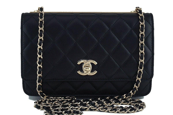NWT 17A Chanel Black Trendy CC Classic Wallet on Chain WOC Flap Bag - Boutique Patina