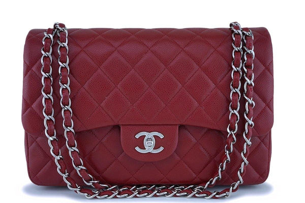 13B Chanel Red Caviar Jumbo Classic Double Flap Bag SHW - Boutique Patina