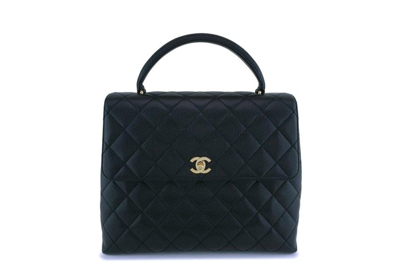Chanel Black Caviar Classic Kelly Handheld Flap Tote Bag 24k GHW - Boutique Patina