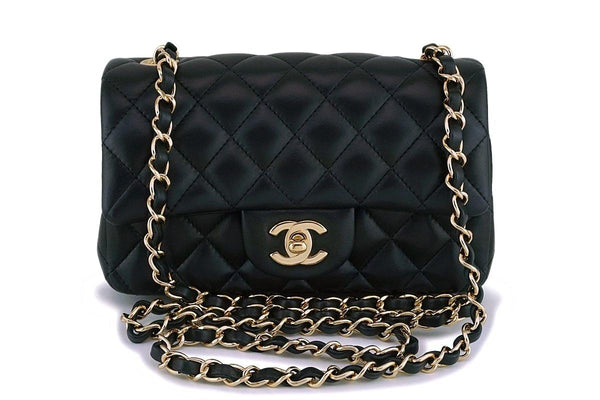 Chanel Black Lambskin Rectangular Mini Classic Flap Bag GHW - Boutique Patina