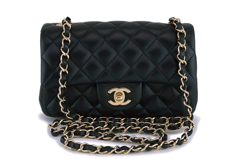 Chanel Black Lambskin Rectangular Mini Classic Flap Bag GHW