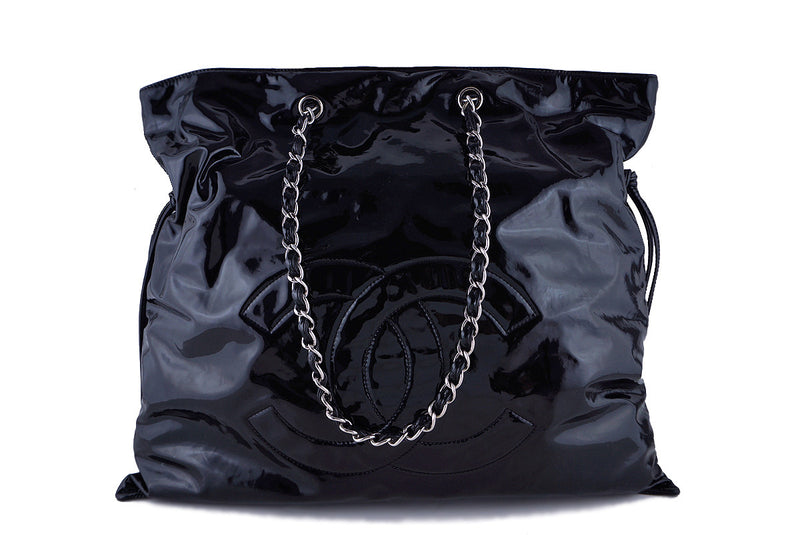 Chanel Black Jumbo Patent Bon Bons Shopper Tote Bag - Boutique Patina
