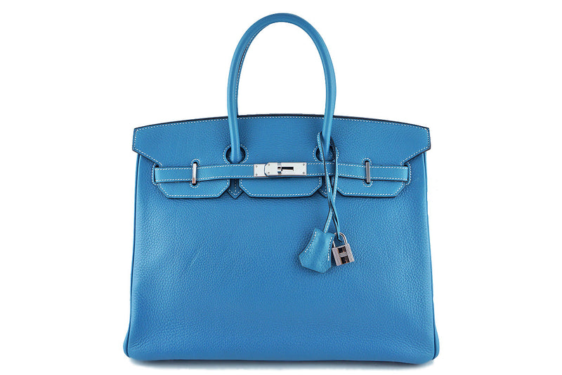 Hermes Blue Jean Togo 35cm Birkin Bag, PHW - Boutique Patina