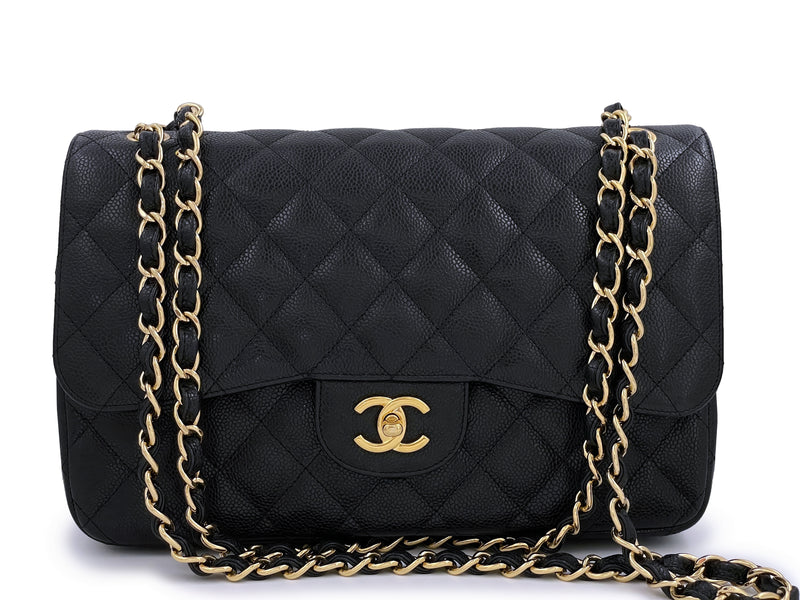 Pristine Chanel Black Caviar Jumbo Classic Double Flap Bag GHW - Boutique Patina