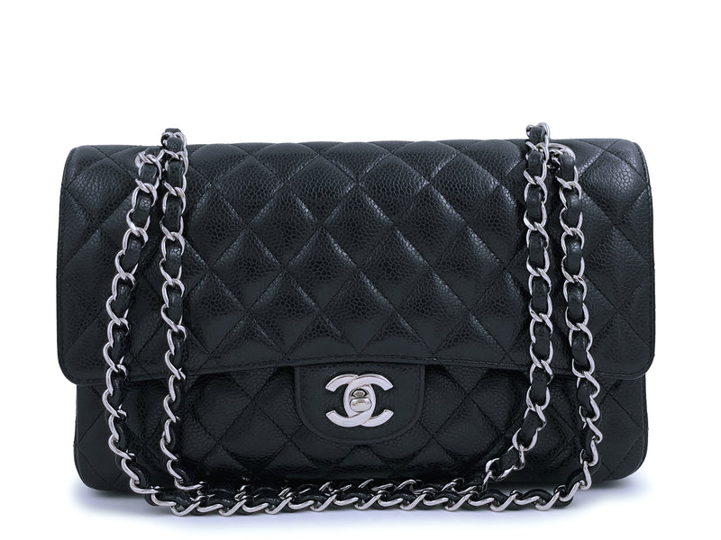 CHANEL, Bags, Authentic Chanel Medium Classic Double Flap Caviar Silver  Hardware Handbag