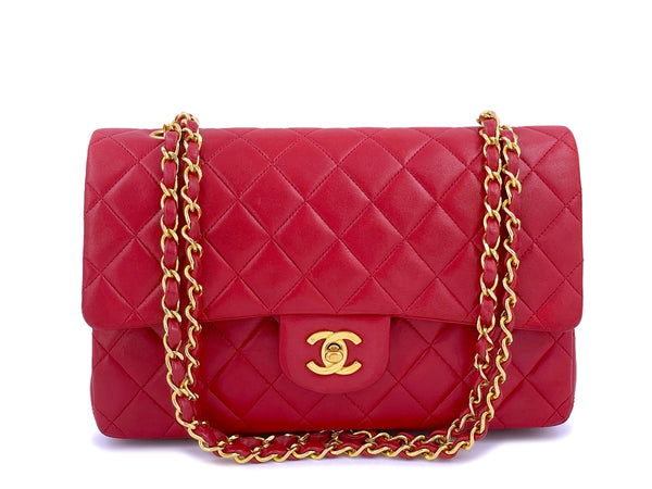 Chanel Vintage 1989 Red Medium Classic Flap Bag 24k GHW - Boutique Patina