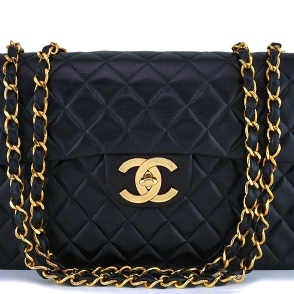 Chanel Black Vintage Lambskin Maxi Jumbo XL Classic Flap Bag 24k GHW – Boutique  Patina