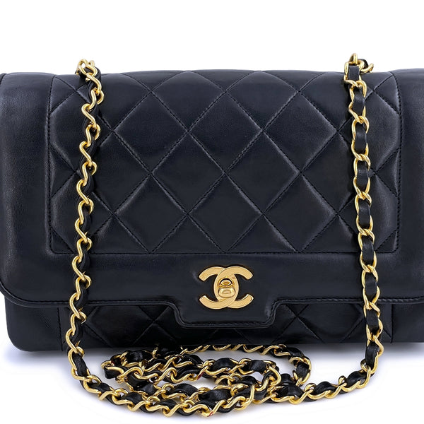 Chanel Vintage Diana Flap Bag Quilted Lambskin Medium Neutral 2449881