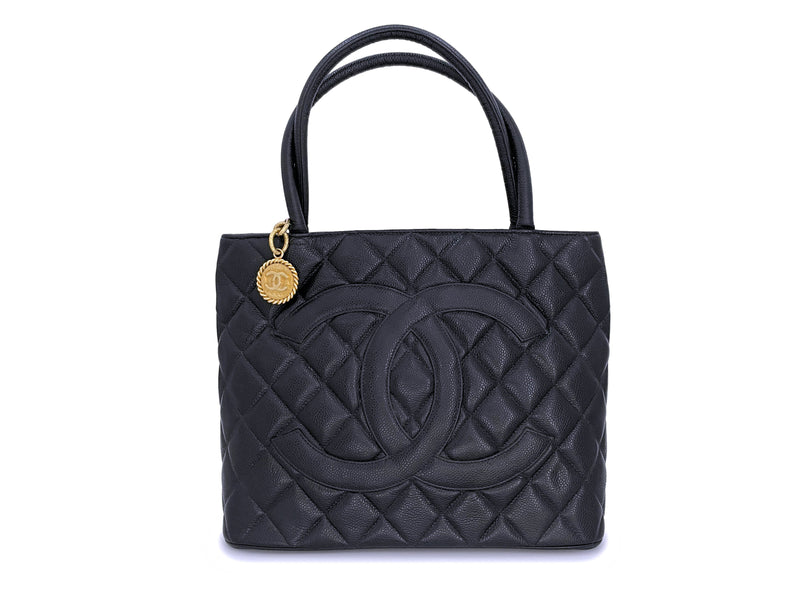 Chanel 2003 Vintage Black Caviar Medallion Shopper Tote Bag 24k GHW –  Boutique Patina