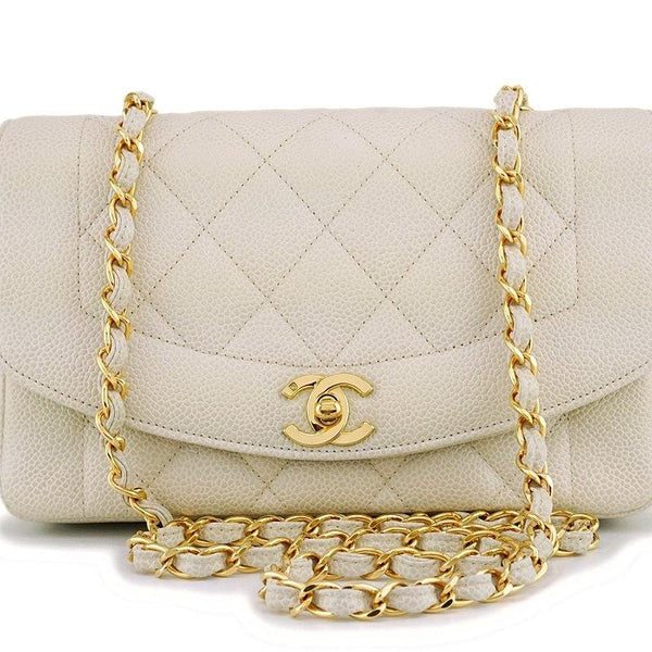 *rare* Chanel Beige Vintage Caviar Small Diana Classic Flap Bag 24k GH –  Boutique Patina