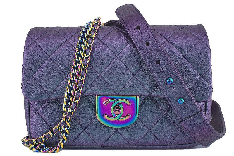 Chanel Iridescent Rainbow "Mermaid" Purple Double Carry Classic Flap Bag - Boutique Patina