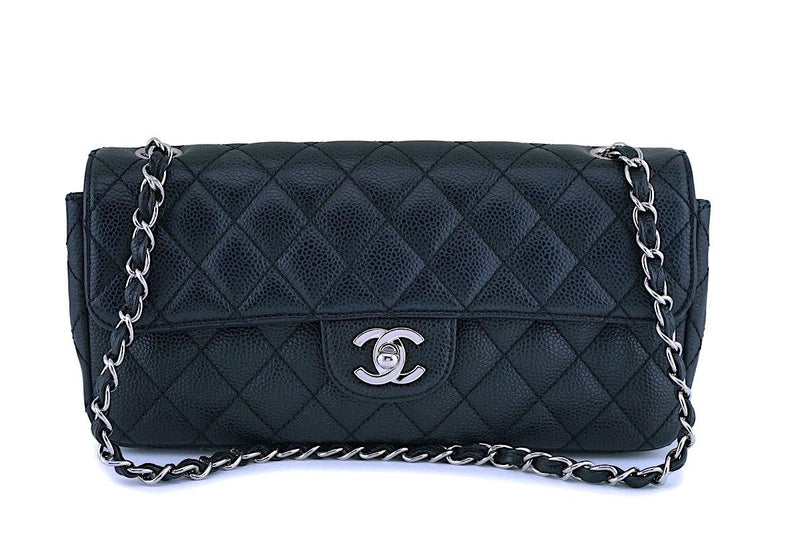 Chanel East West flap bag caviar silver hardware - www
