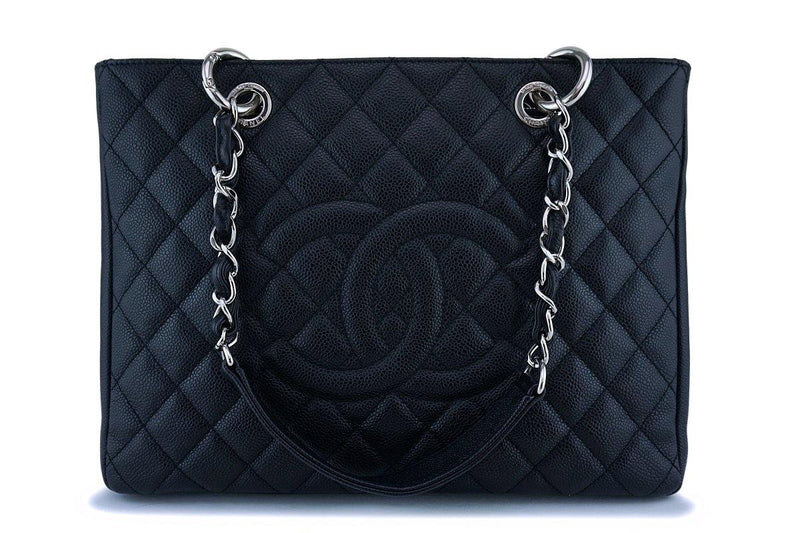 Chanel Black Caviar Grand Shopper Tote GST Bag SHW - Boutique Patina