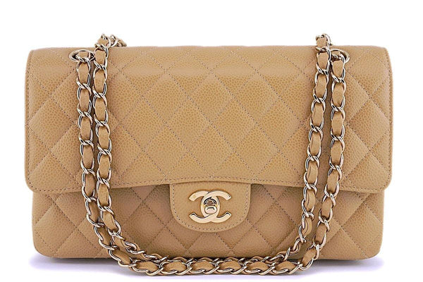 *rare* Chanel Camel Beige Caviar Medium Classic Double Flap Bag 24k GHW - Boutique Patina