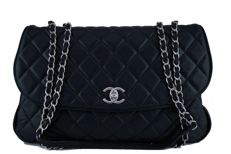 Chanel Black Maxi/Jumbo sized Quilted Soft Classic Messenger Flap Bag - Boutique Patina
