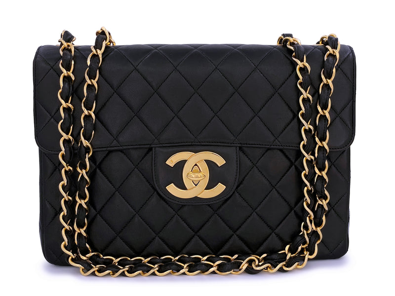 Chanel 1996 Vintage Black Jumbo Classic Flap Bag 24k GHW - Boutique Patina