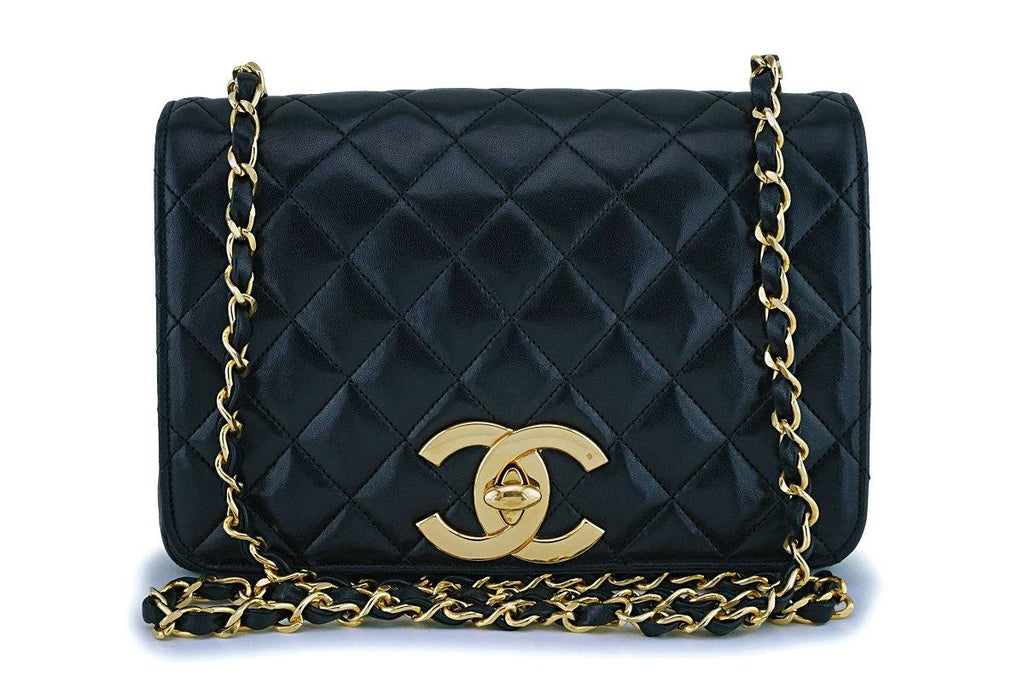 SOLD - Vintage Chanel Black Classic Lambskin CC Gold Chain