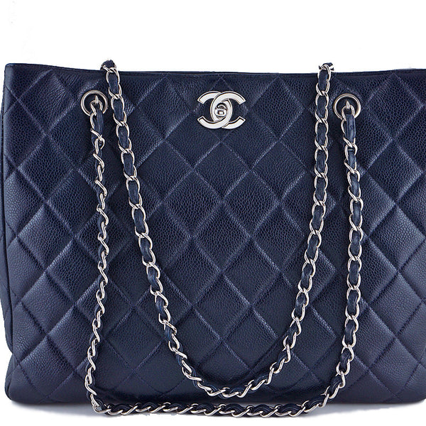 Chanel Caviar Navy Blue Classic Quilted Shopper Tote Bag – Boutique Patina