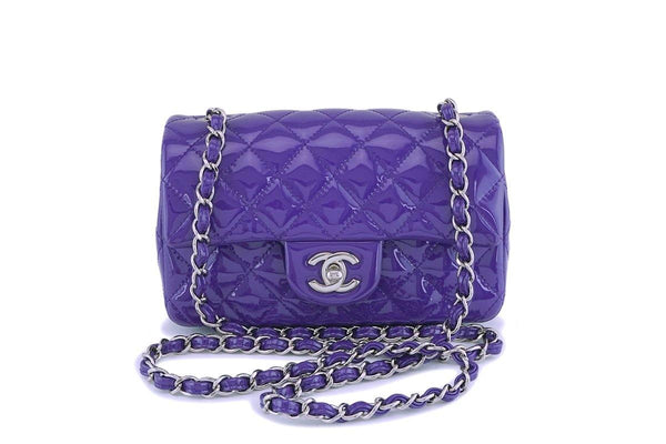 Chanel Purple Violet Patent Rectangular Mini Classic Flap Bag SHW - Boutique Patina