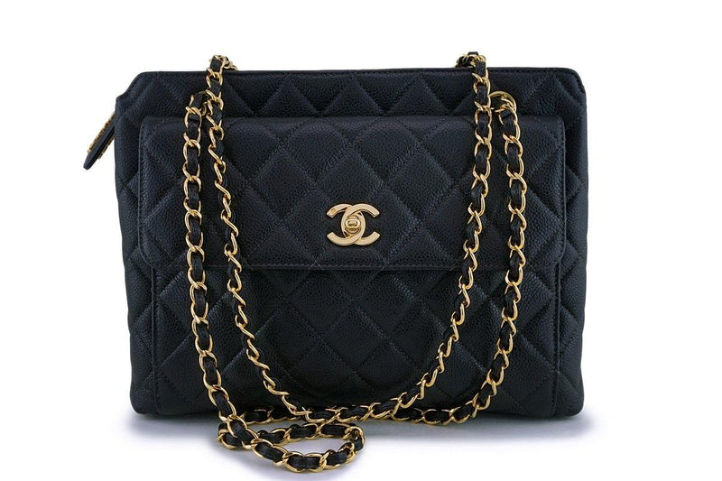 chanel vintage black caviar tote bag