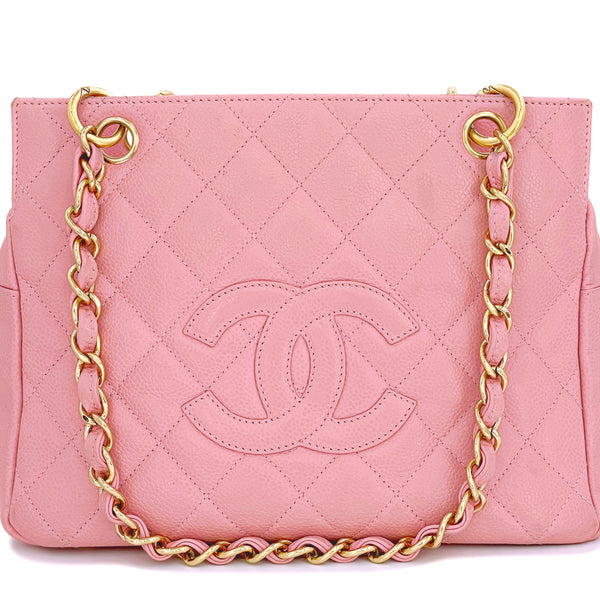 Chanel Petite Shopping Tote PST Chain Tote Bag Purse Pink Caviar 67826