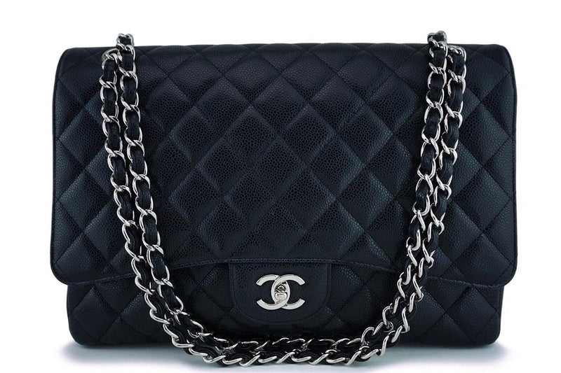 Chanel Black Caviar Maxi Jumbo XL Classic Flap Bag SHW