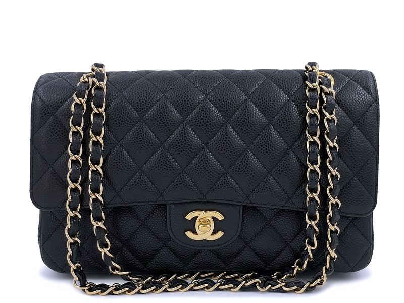 Chanel Vintage Black Caviar Medium Classic Double Flap Bag 24k GHW