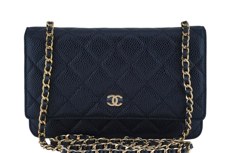 Chanel Black Classic Quilted WOC Wallet on Chain Flap Bag GHW