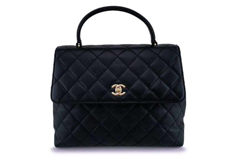 Chanel Vintage Caviar Black Classic Kelly Flap Bag 24k GHW
