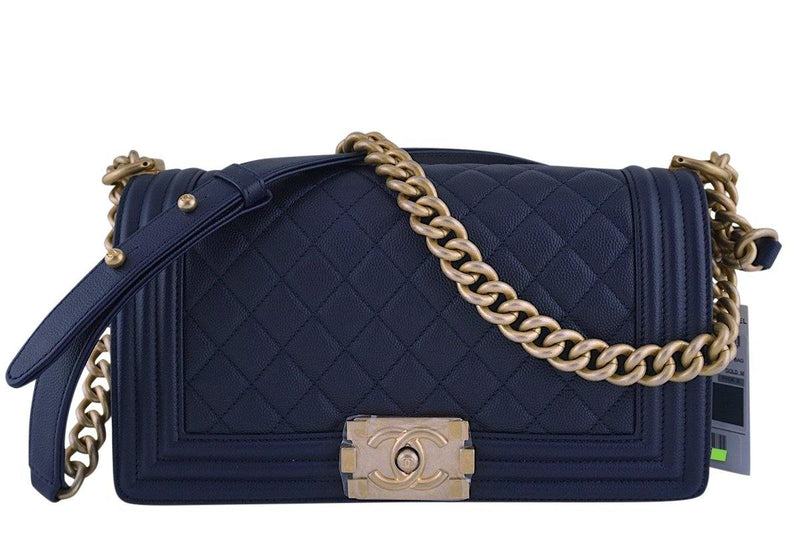 CHANEL Classic Medium Quilted Royal Blue Lambskin Leather Chain Le Boy Bag  Purse  eBay