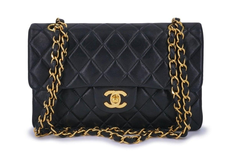 Chanel Black Lambskin Small Classic Double Flap Bag 24k GHW - Boutique Patina