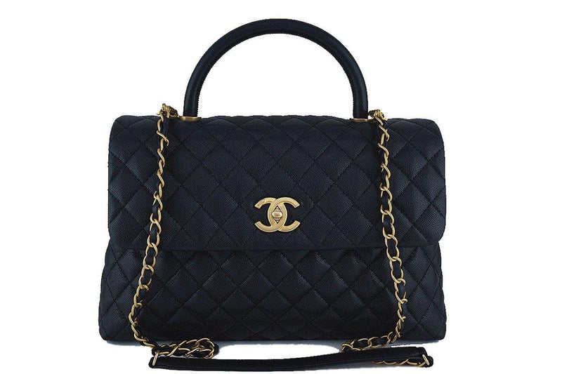 Chanel Black Large Caviar Coco Handle Shoulder Flap Kelly 2-Way Tote B –  Boutique Patina