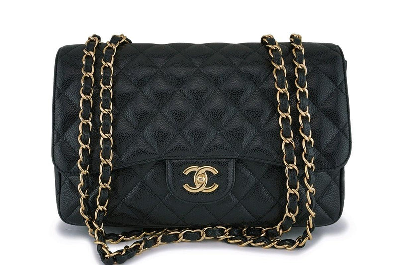 Chanel Black Caviar Jumbo Classic Flap Bag GHW - Boutique Patina