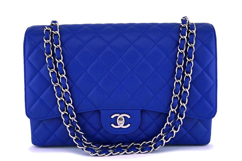 Chanel Blue Caviar Maxi "Jumbo XL" Classic Flap Bag SHW - Boutique Patina