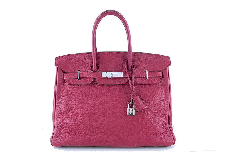 Hermes 35cm Birkin Bag in Rubis Ruby Red Clemence, PHW "N" Stamp - Boutique Patina