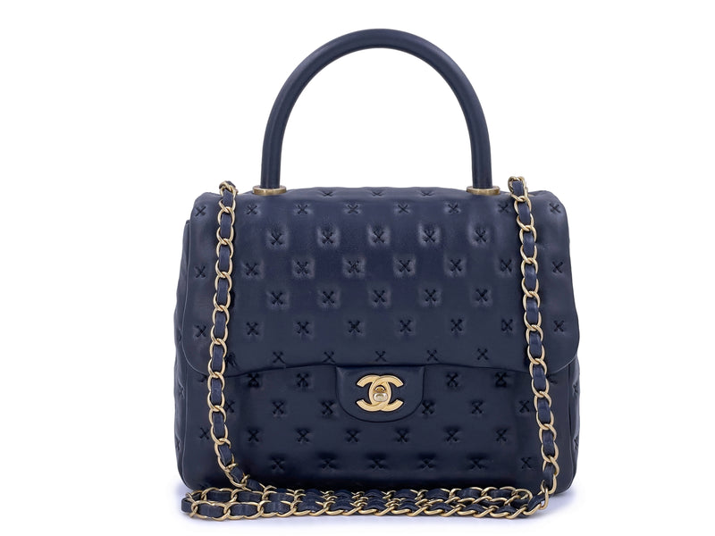 Chanel Paris-Rome Cross Stitch Handle Flap Bag Navy Blue GHW – Boutique  Patina