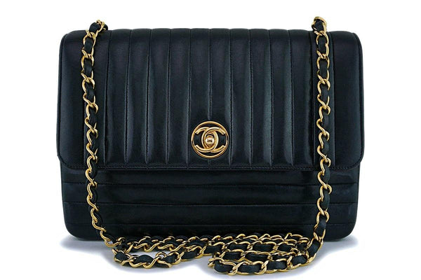 Chanel Vintage Mademoiselle Circle Logo Shoulder Flap Bag 24k GHW - Boutique Patina
