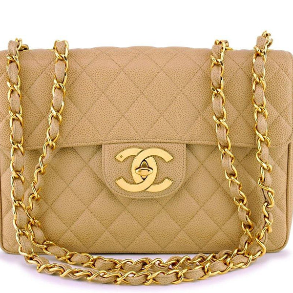 Chanel Vintage Caviar Camel Beige Jumbo Classic Flap Bag 24k GHW – Boutique  Patina