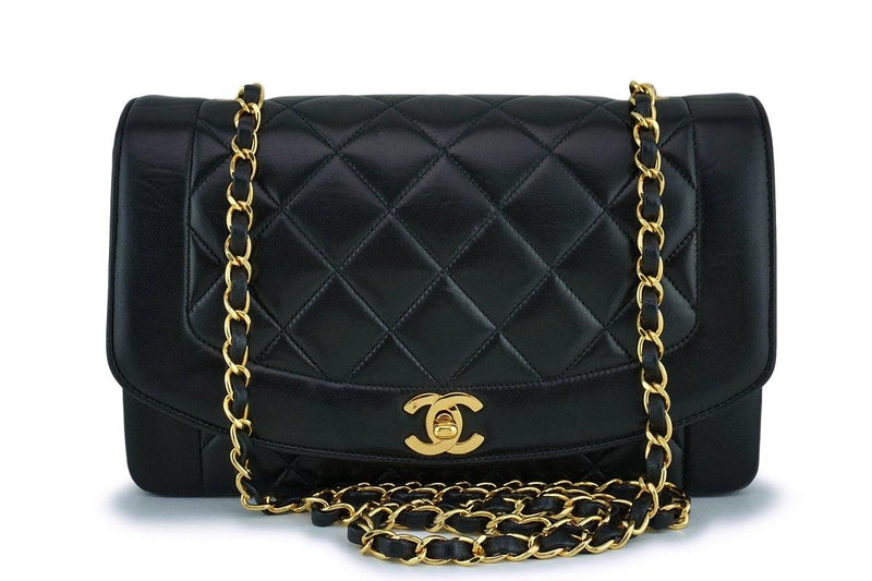 Chanel Black Lambskin Vintage Lambskin Diana Medium Classic Flap