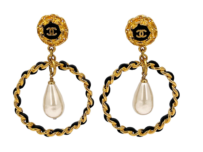 Chanel Vintage 95A Pearl Drop Woven Hoop Earrings – Boutique Patina