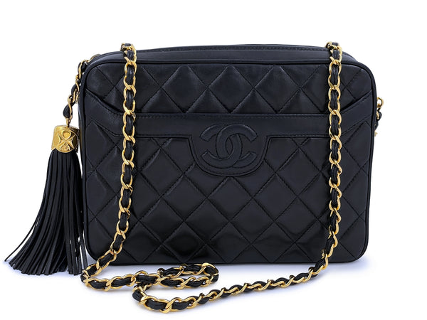 Chanel Black Chevron Lambskin Pocket Camera Bag Medium