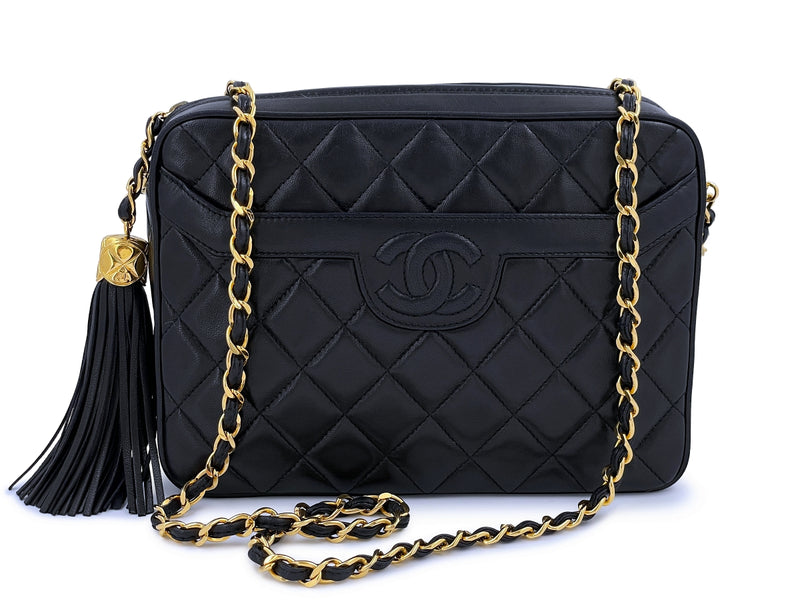 Chanel Vintage 80s 90s Navy Cc Tassel Mini Diamond Quilted Leather