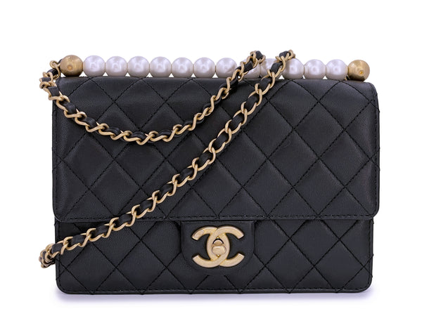 Pristine Chanel 19S Black Lambskin Chic Pearls Flap Bag GHW - Boutique Patina