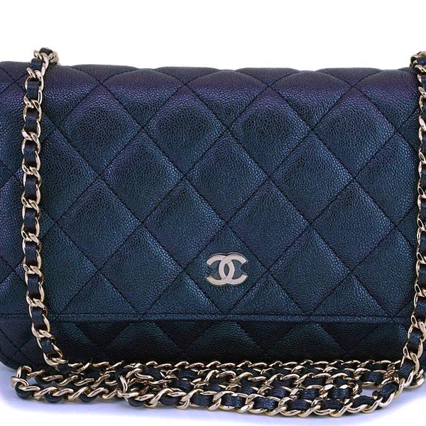 Chanel Classic Wallet On A Chain Iridescent Purple Caviar WA001