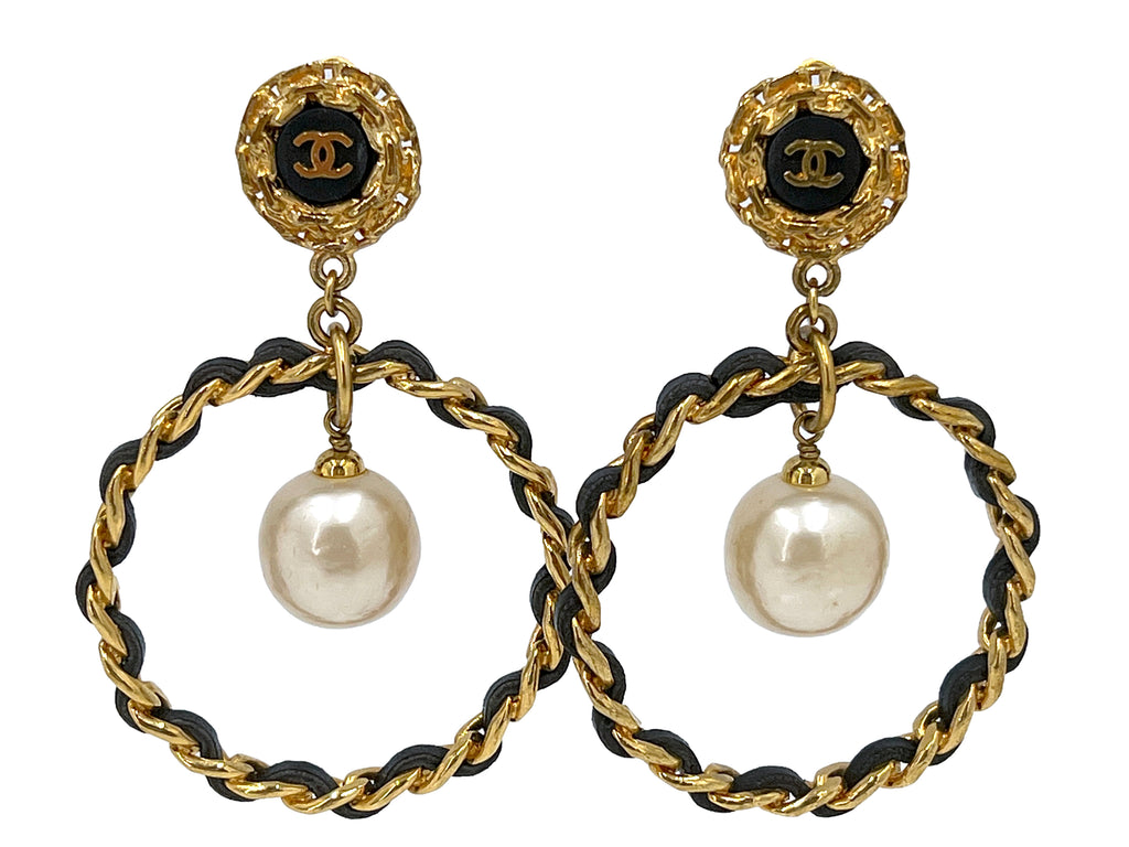 1995 CC faux-pearl drop earrings